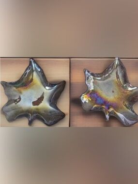 Fall Maple Leaf Pattern Glass Dish Set of 2
